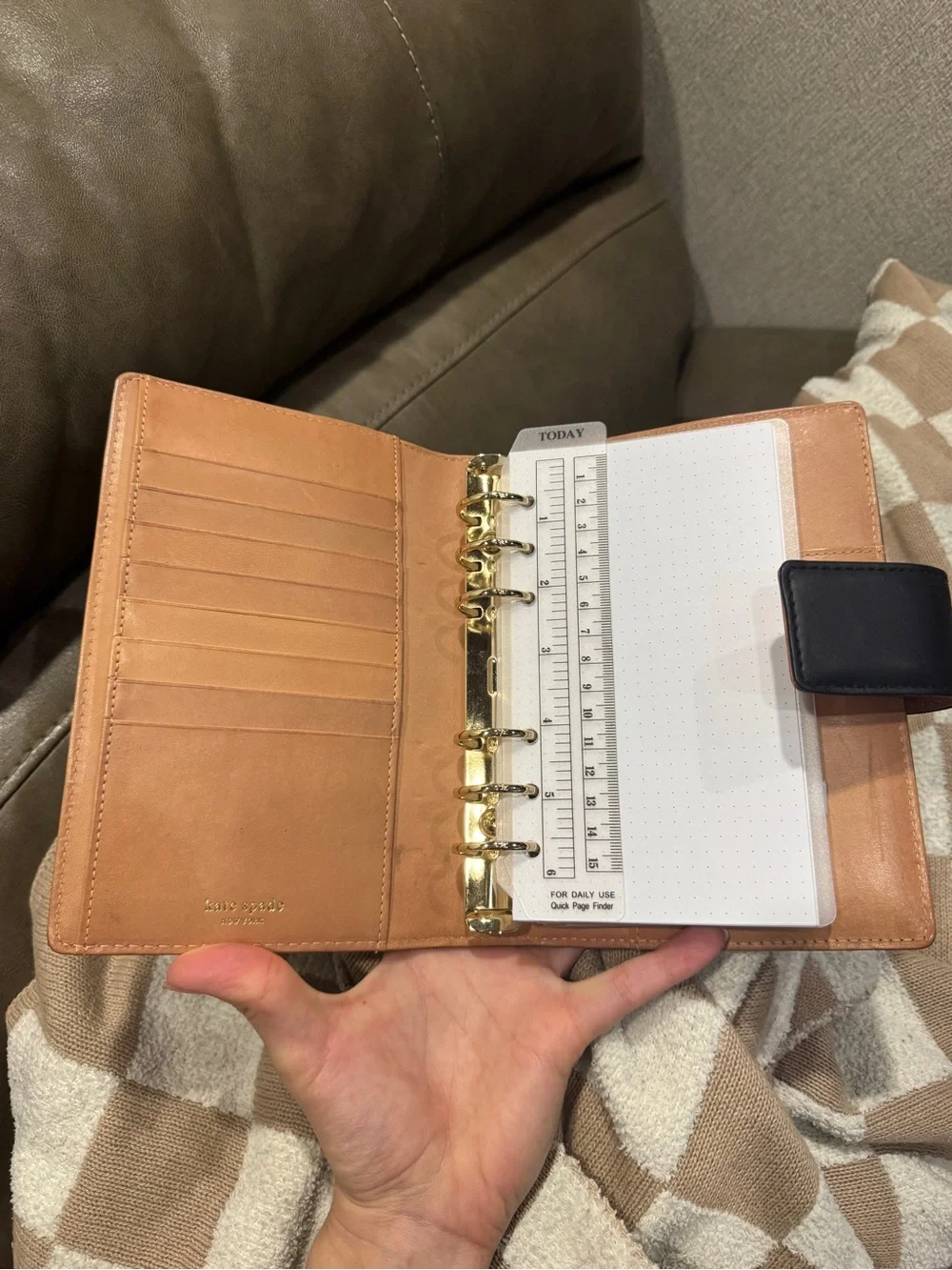 kate spade Black Leather Snap Planner Cover - Picture 2 of 4